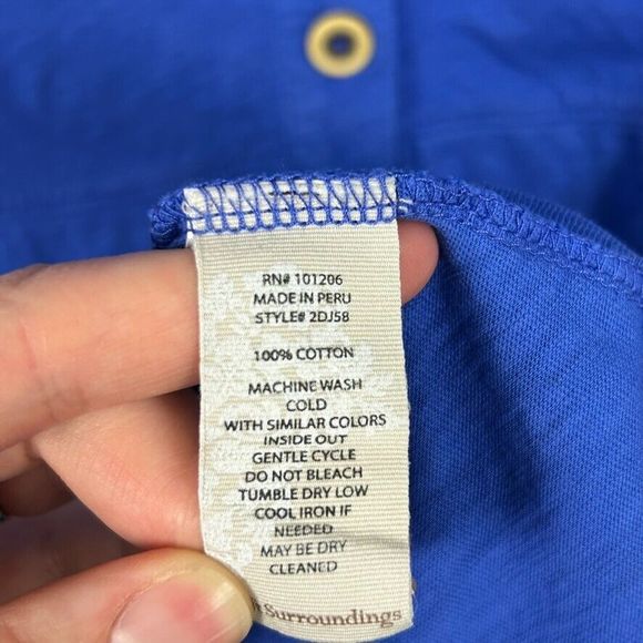 Soft Surroundings Blue Short Sleeve Collared Button Down Dress Size L EUC - Picture 4 of 4